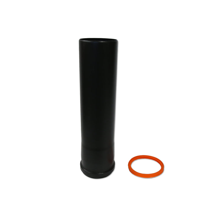 0.33 metre Straight 3 Inch Plain Black Flue Section joint seal on a white background