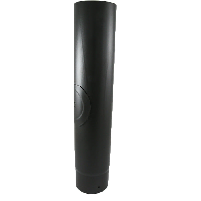 0.5 metre Straight 5 Inch Black Flue Section with Door white background