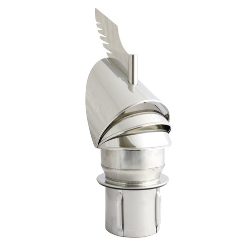 125mm Dragon Chimney Cowl Powder Stainless Steel with white background