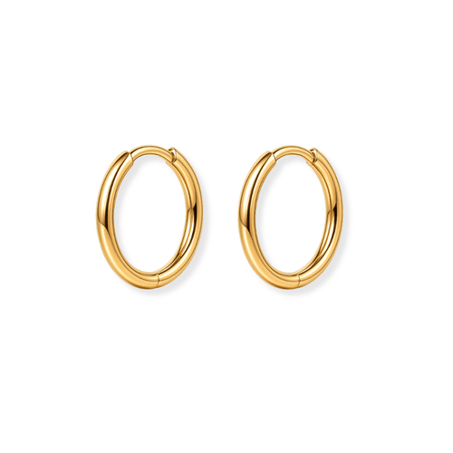 14k solid Gold Huggie Hoops - Le Serey jewelry