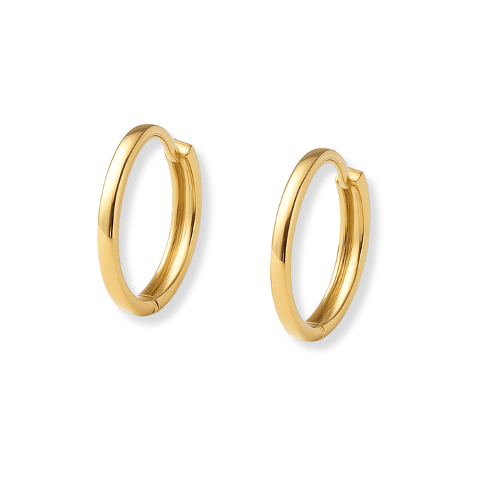 14k Solid Gold Jewelry Square Huggie Hoops - Le Serey