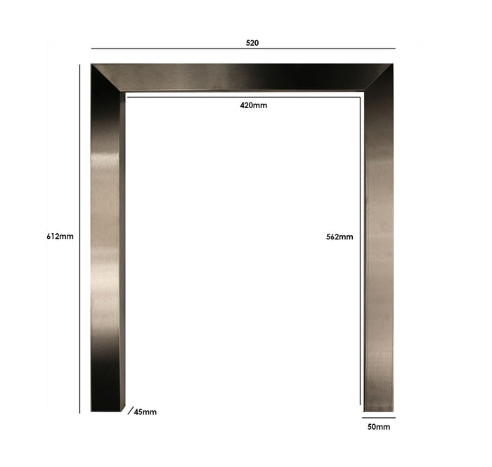 16 x 2 Inch Frame - Brushed Steel on a white background with dimension.