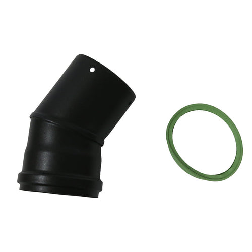 3 Inch 30 Degree Enamel Flue Bend Plain-black joint seal on white background
