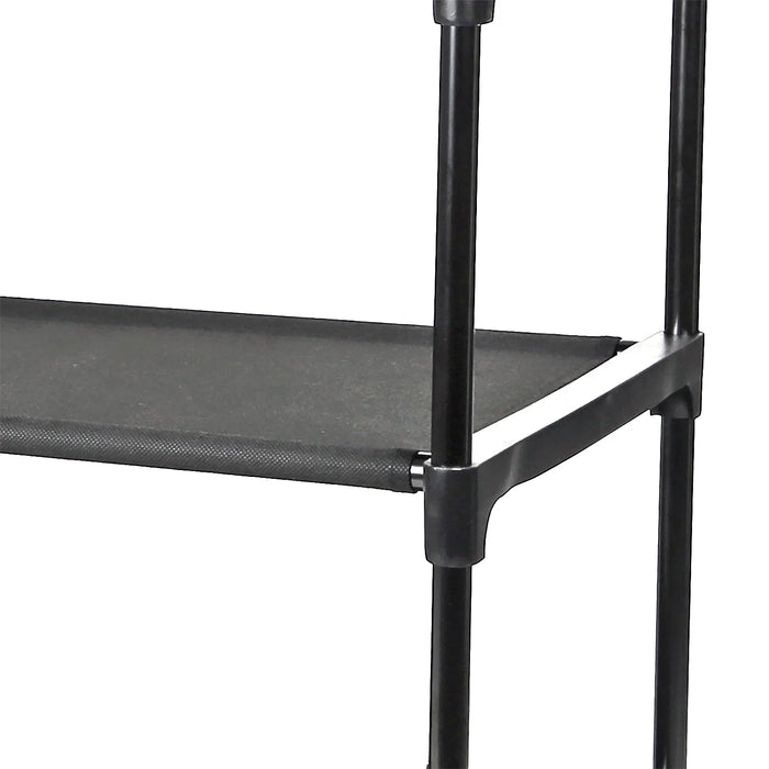 4-Shelf Closet Organizer with 2 Fabric Bins, Black, Metal Frame