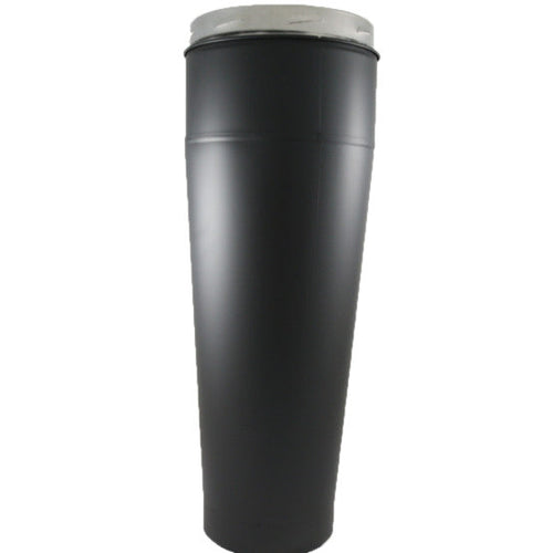 5 Inch (125mm) Black Tapered Appliance Connector Inc Locking Band on white background twin wall