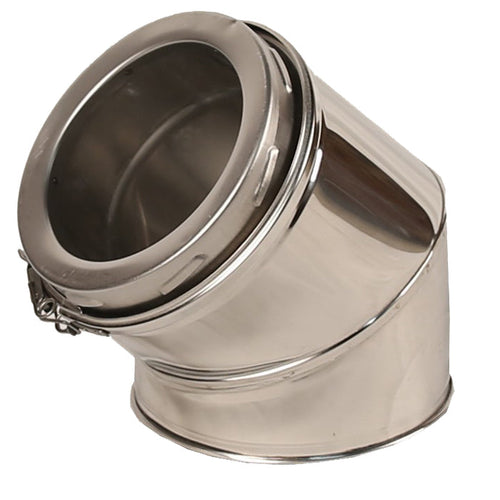 5 Inch (125mm)  Twin Wall 45 Degree Bend Inc Locking Band white background