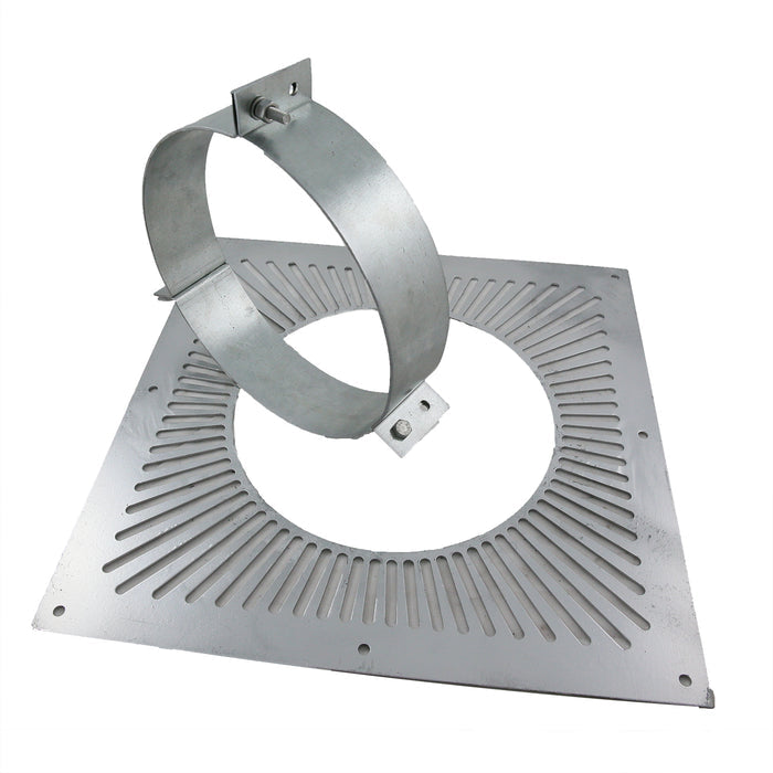Silver Twin Wall Flue Fire Stop Kit Ventilated