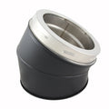 6 Inch (150mm) Black Twin Wall 30 Degree Bend Inc Locking Band on white background