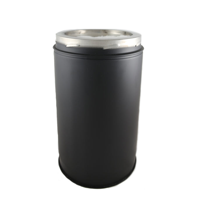 6 Inch (150mm)  Black Twin Wall 500mm Pipe Inc Locking Band on white background