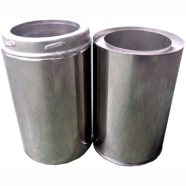 6 Inch (150mm) Twin Wall Adjustable Flue Pipe 300-500mm Inc Locking Band white background