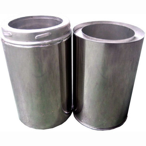 6 Inch (150mm) Twin Wall Adjustable Flue Pipe 300-500mm Inc Locking Band white background