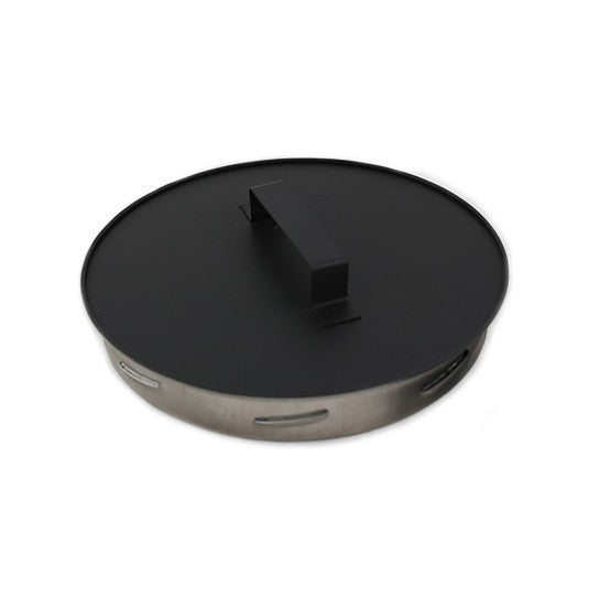 6 Inch Black Twin Wall Flue Tee Cap on white background