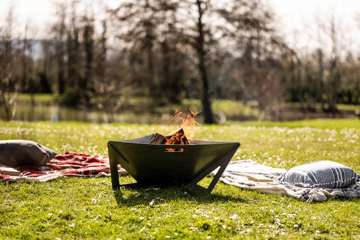 outside fire pit in garden