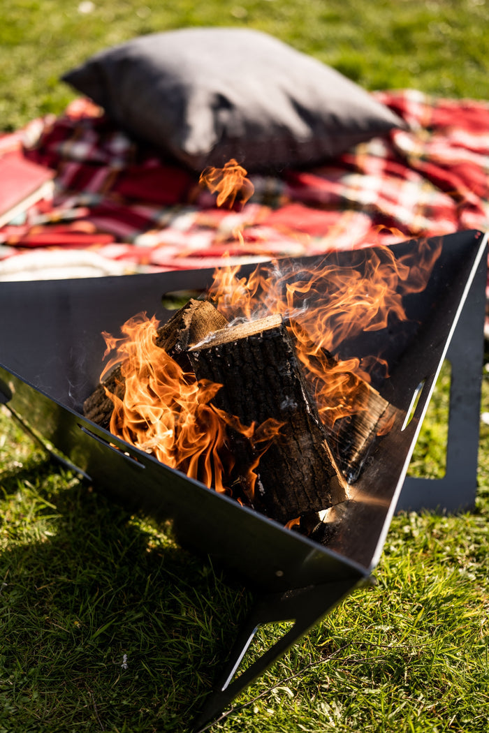 outside fire pit in garden