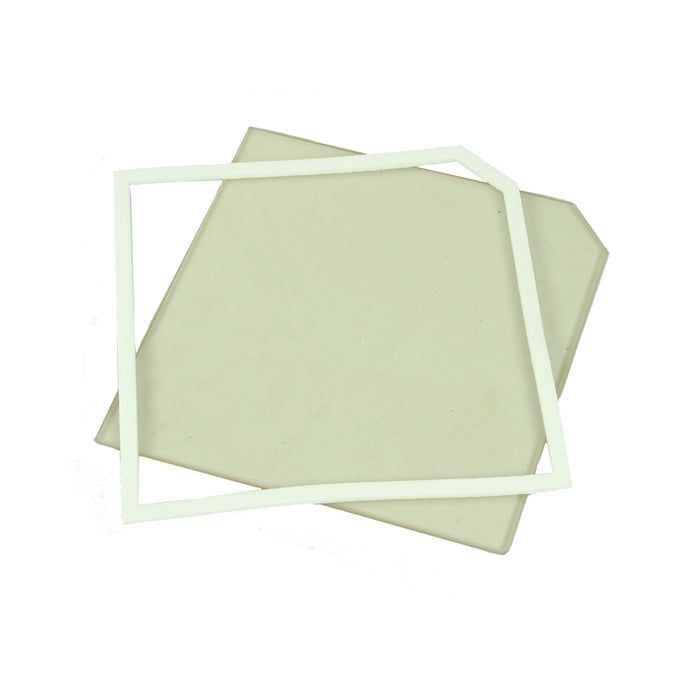 Glass and Gasket for multifuel stove on white background