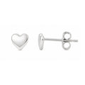 Aretes mini corazón de oro blanco 14K