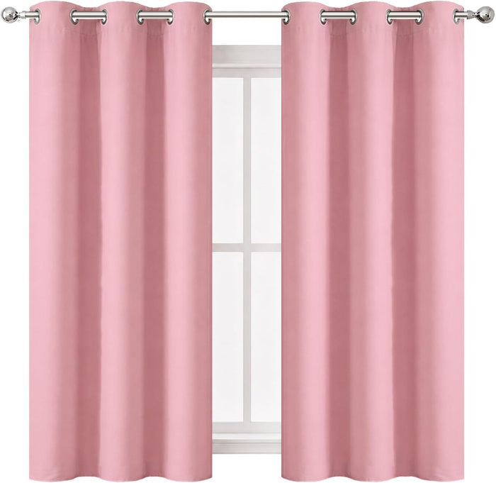 Baby Pink Blackout Curtains/42 X 63 Inch/Set of Two Panels Grommet Bedroom Curtains