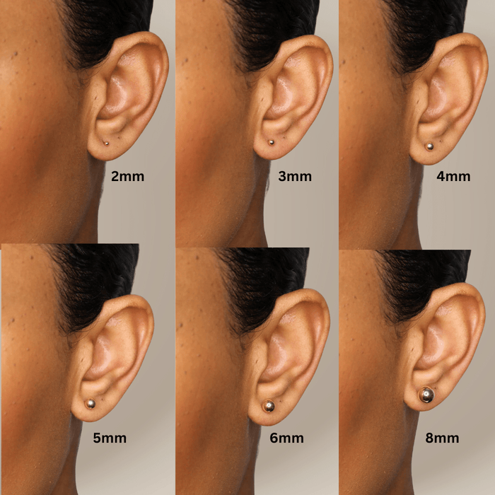 All Ball Stud Earrings Sizes - Le Serey