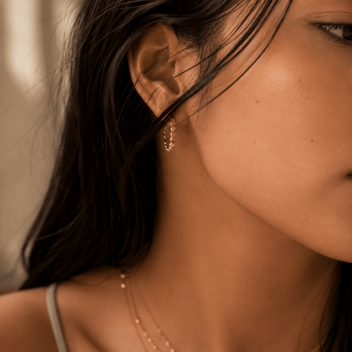 Beaded Hoop Earrings - Le Serey