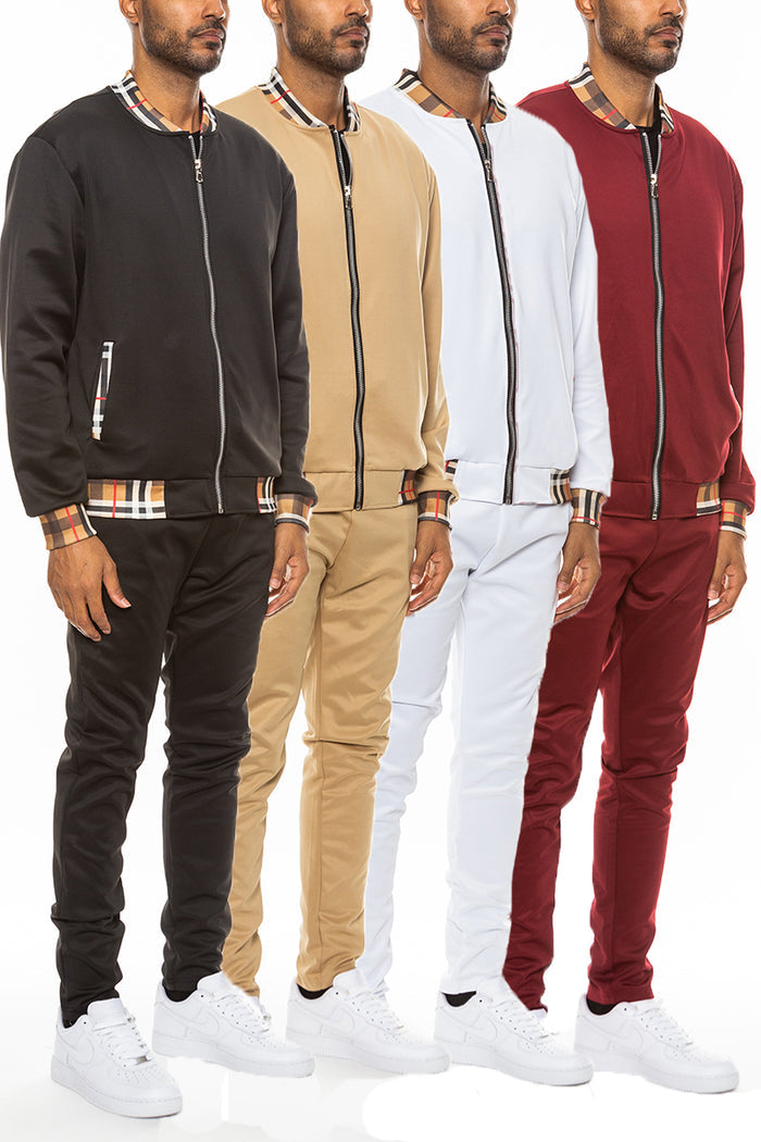 Checkered Detail Track Jacket Set