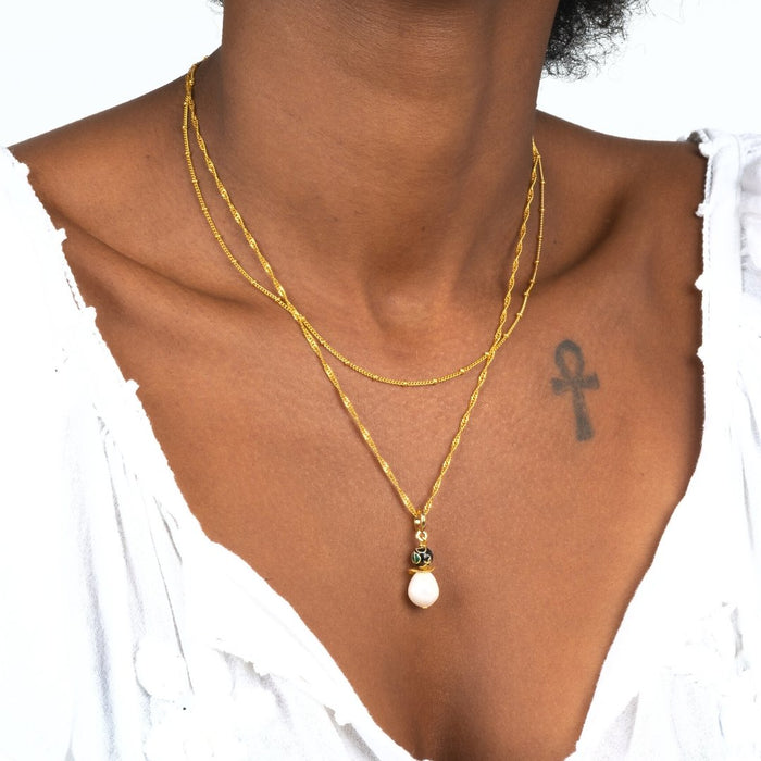 Cloisonné + Pearl Charm - Black - Le Serey