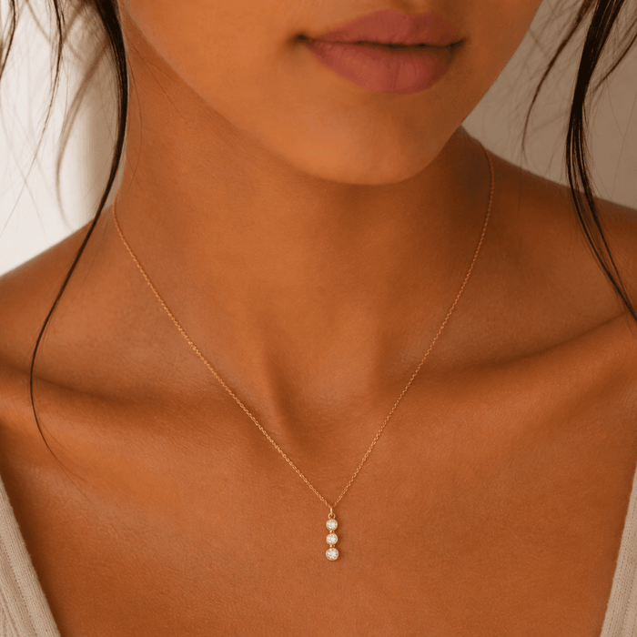 CZ Diamond Bar Necklace - Le Serey