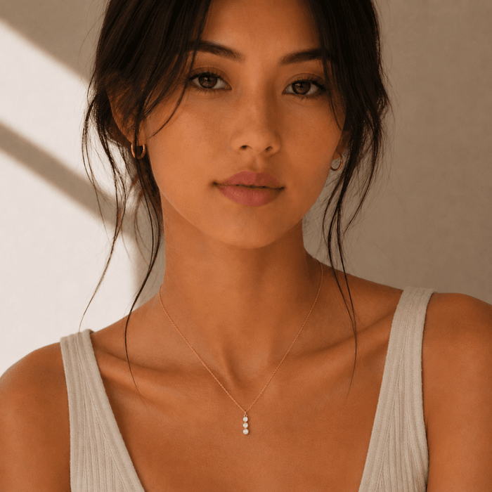 CZ Diamond Bar Necklace - Le Serey