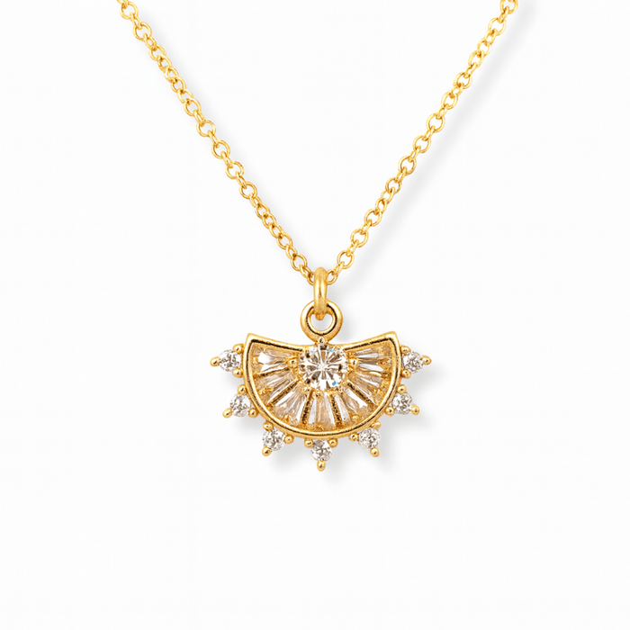 CZ Diamond Fan Drop Necklace - Le Serey