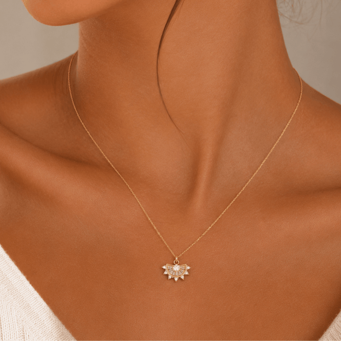 CZ Diamond Fan Drop Necklace