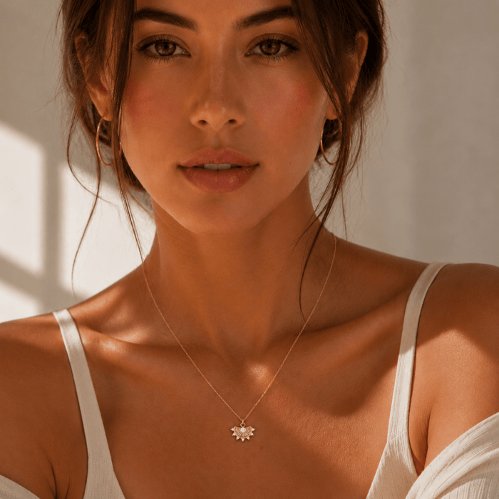 CZ Diamond Fan Drop Necklace - Le Serey