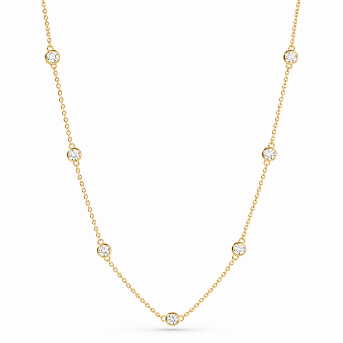 CZ Diamond Station Necklace - Le Serey