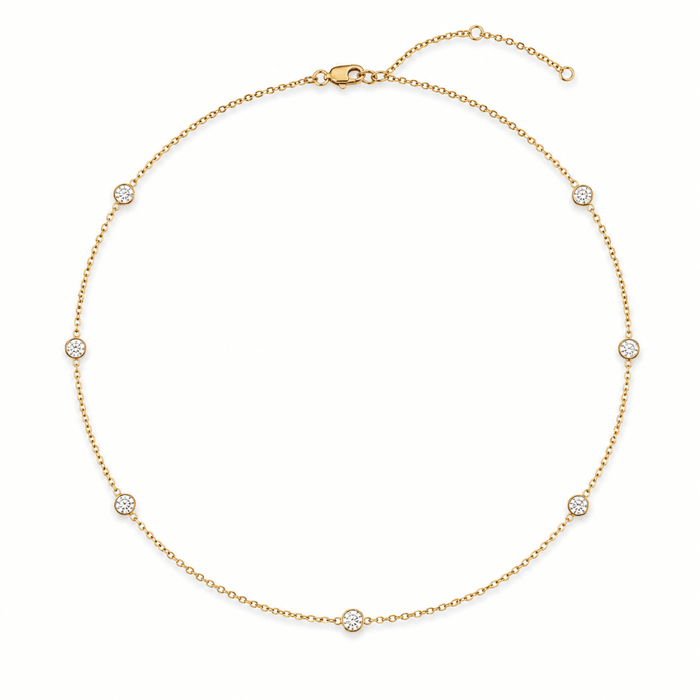 CZ Diamond Station Necklace - Le Serey