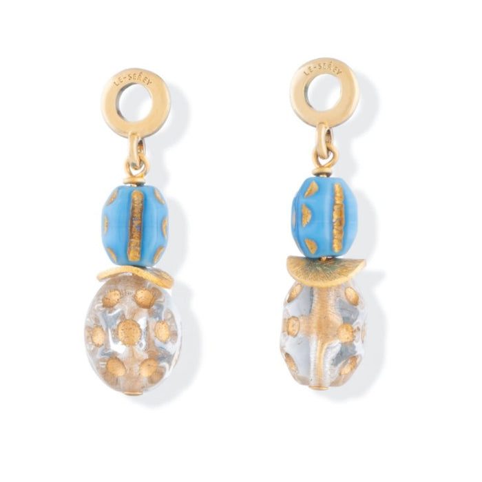 Czech Glass Midi Tulip Charm - Blue - Le Serey