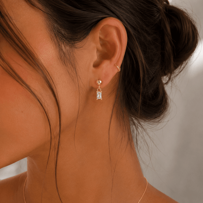 Emerald Cut CZ Diamond Drop Earrings