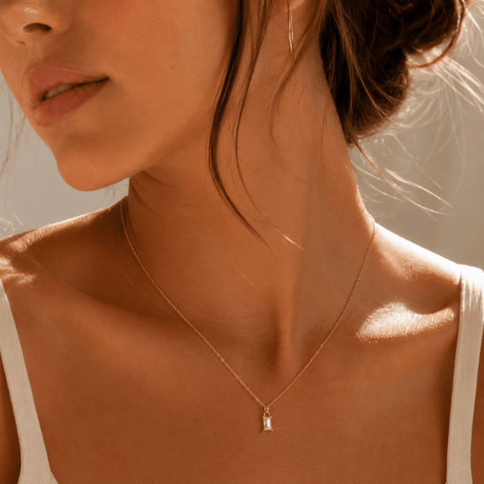 Emerald Cut CZ Diamond Necklace - Le Serey