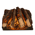 Wooden log with glowing embers on a white background