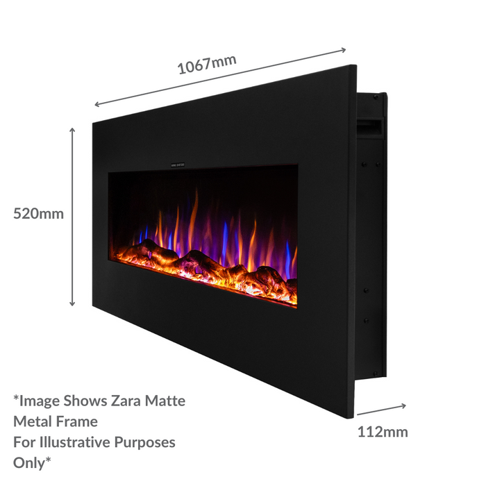 Dimensions For Zara White Wall Mounted electric fire