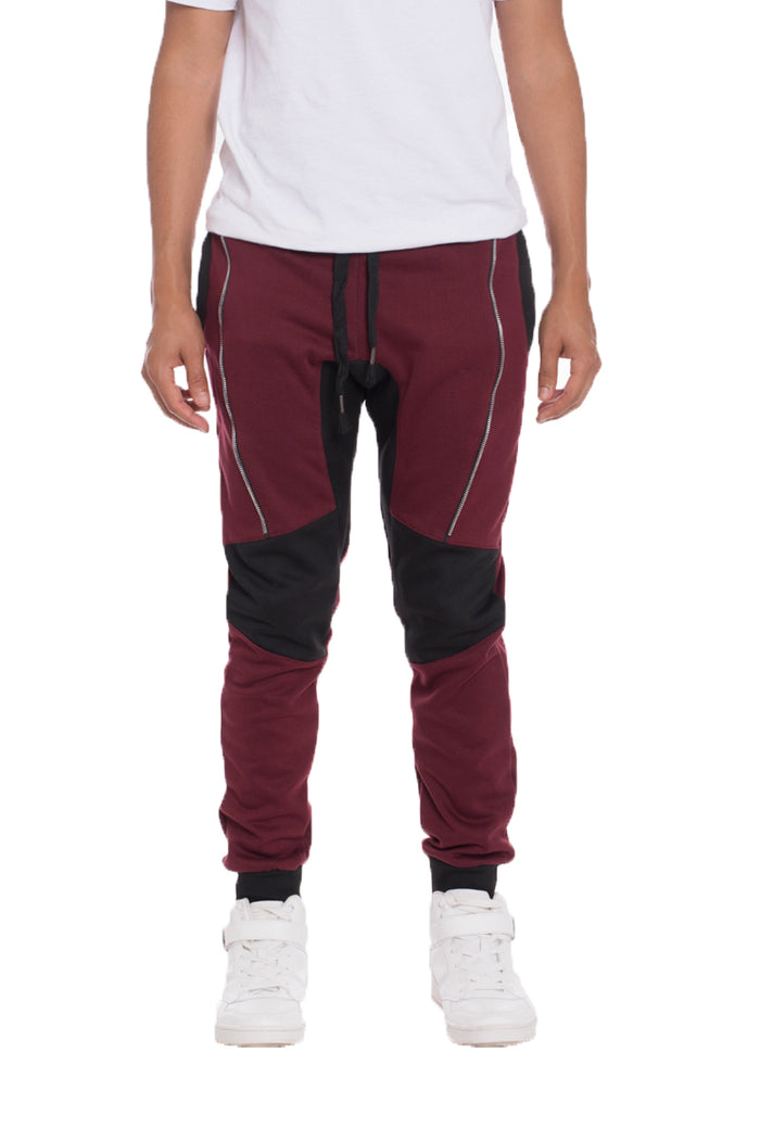 Faux Zip Moto Sweats