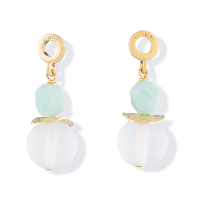 Frosted Glass + Chalcedony Tulip Charm - Le Serey