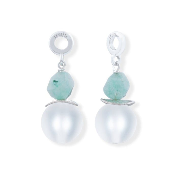 Frosted Glass + Chalcedony Tulip Charm - Le Serey