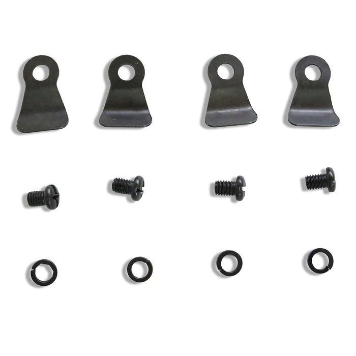 clips and bolts on white background