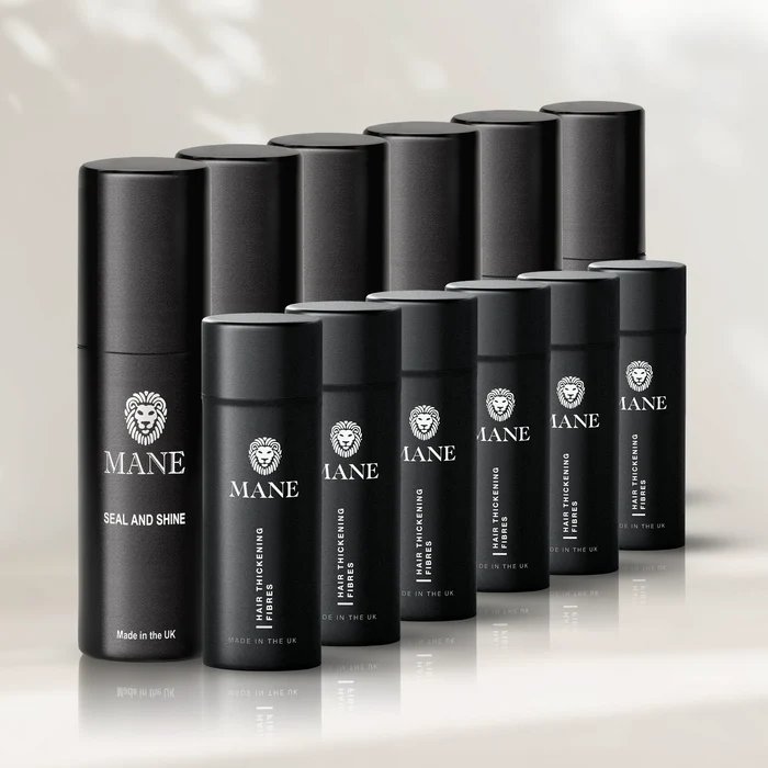 Hair Thickening Fibers & Shine 12-Pack (6 x 15g Fibers, 6 x 100ml Seal & Shine)