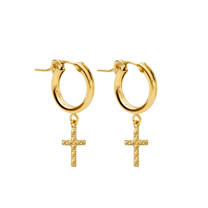 Huggie hoops cross charm - Le Serey