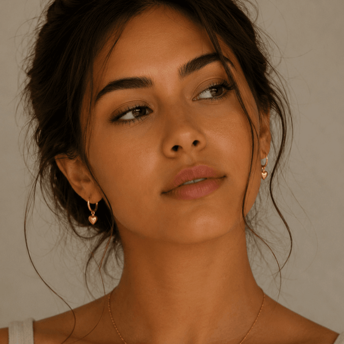 Huggie Hoops + Heart Charm - Le Serey