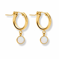 Huggie hoops opal bezel charm - Le Serey