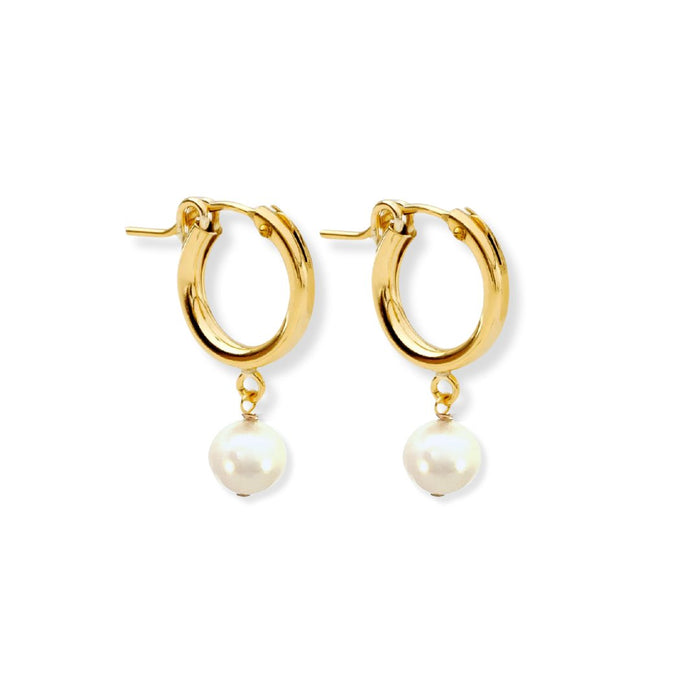 Huggie Hoops Pearl Drop Charm - Le Serey