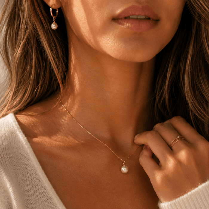 Huggie Hoops Pearl Drop Charm