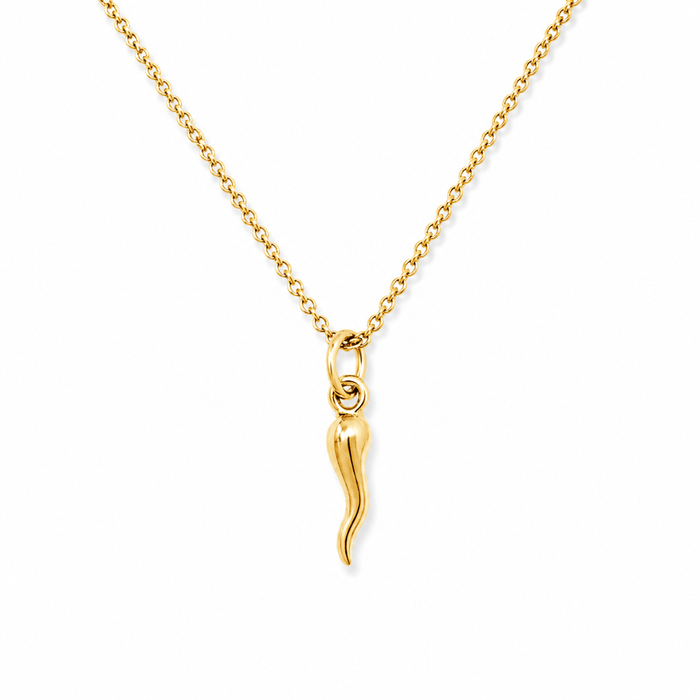 Italian horn necklace gold, cornicello pendant design