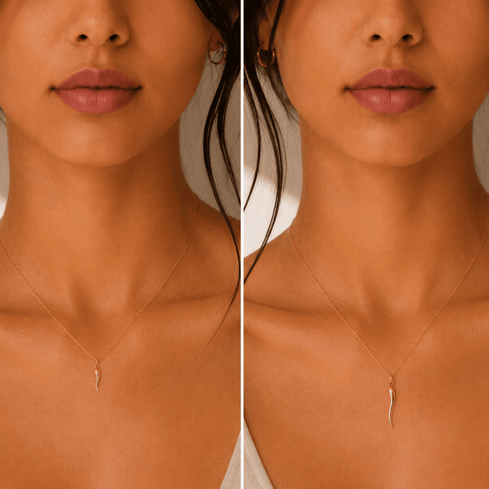 Italian Horn Necklace in Gold and Sterling Silver