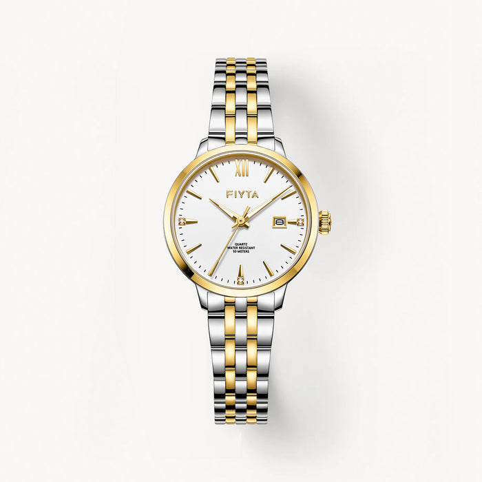 White Dial / Gold & Silver Strap